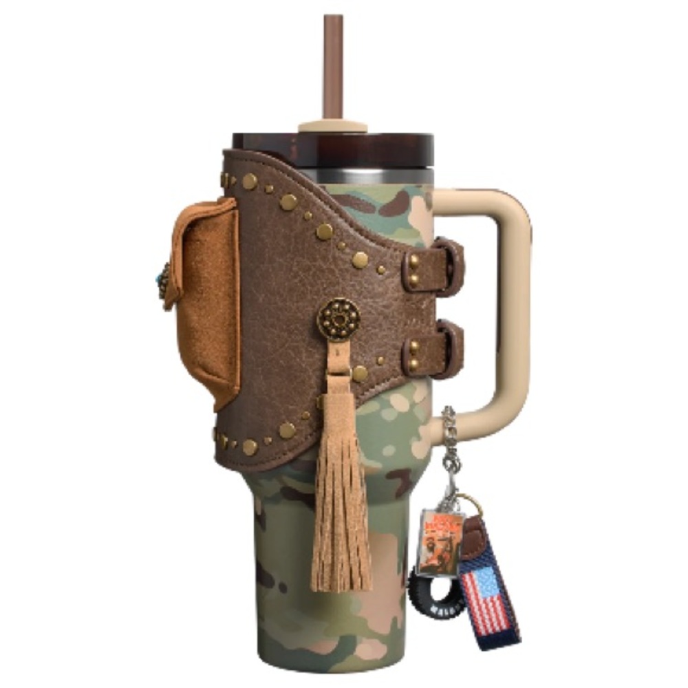 Stanley X Post Malone 40oz with leather pouch and key chain.